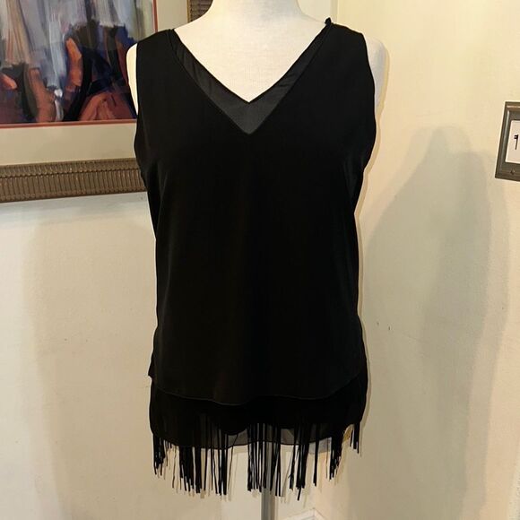 Chico’s Tops - Chico’s Black Label Sleeveless Fringe Top Size 1-Med